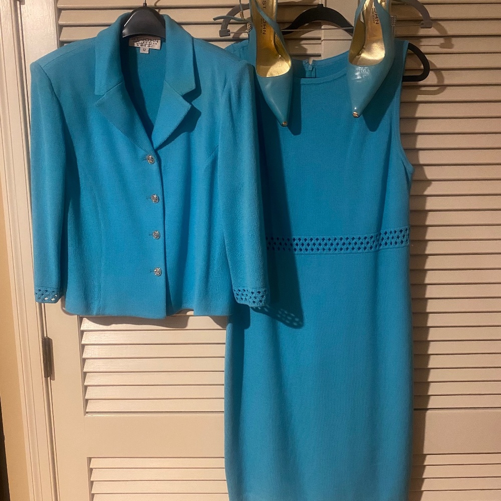 St John Collection Turquoise Ensemble ~ Jacket & Dress